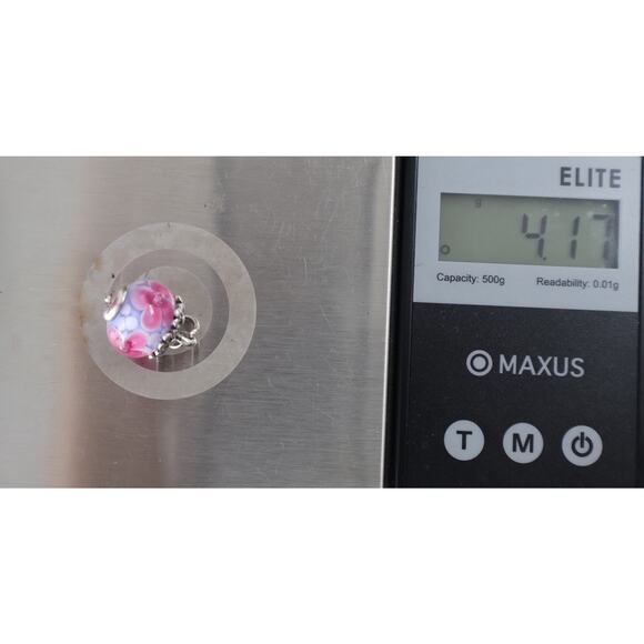 Retired J.A 925 Spring Blossom Finial Pink Blossom Glass Charm 4.17G/0.7in - Picture 5 of 5